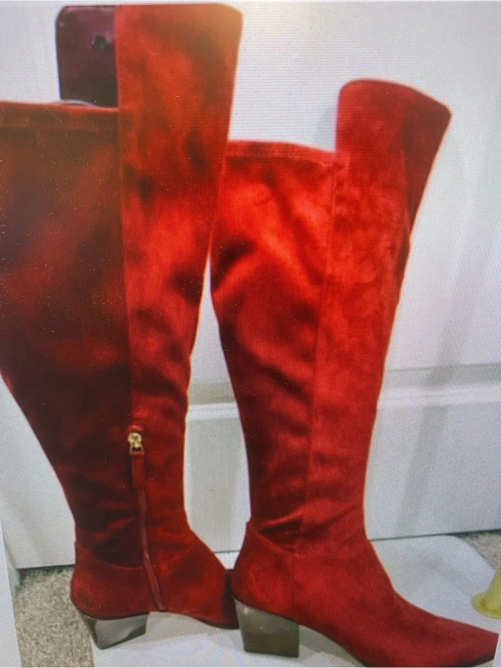 Women's Over-the-Knee Pointed-Toe Suede Boots — Red